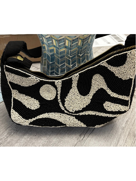 Anthropologie Handbags - Anthropologie Shoulder Bag One Size Black White Beaded